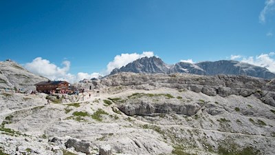 The Rifugio Pian di Cengia mountain hut is the smallest and at the same time the highest mountain hut in the Dolomites of Sesto.