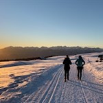 Im warmen Licht der untergehenden Wintersonne zurück nach Herol