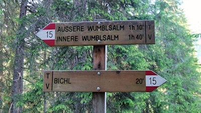 Die Wanderung zu den Wumblsalmen ist gut ausgeschildert
