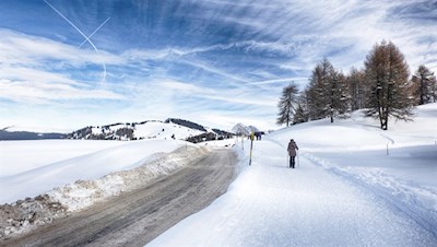 Die Seiser Alm verlockt auch im Winter zum Wandern