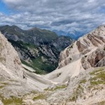 Die Seitenbachscharte ist von mächtigen Gipfeln umragt