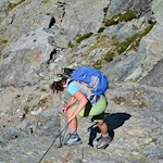 Der Anstieg auf den Großen Moosstock führt über eine seilgesicherte Passage