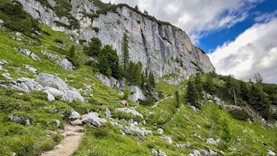 The steep cliffs of the Nuvolau