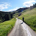 Der Weg zur Stöfflhütte führt durch malerische Almwiesen