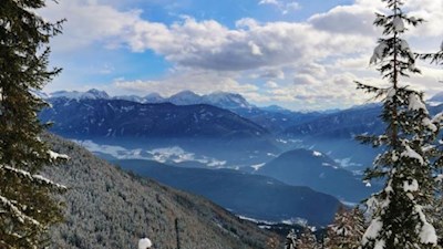 Blick auf das winterliche Pustertal