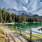 Around the lake Carezza leads a beautiful walking path