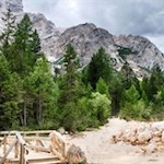 Am Südwestende des Pragser Wildsees zweigt der Weg Nr. 19 zur Grünwaldalm ab