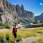 Hiking with dog on Gardena pass