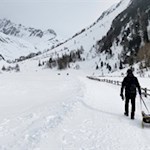 Verso la malga Knutten con lo slittino