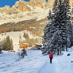 Vor der verträumten Kulisse des Rosengarten zurück zum Karersee