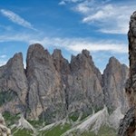 Blick von der Piza-Scharte auf die anmutigen Geisler