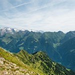 Blick auf die ringsum aufragenden Pfunderer Berge und die dahinter liegende Gletscherwelt