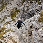 Passaggio roccioso nella discesa dalla Croda Negra