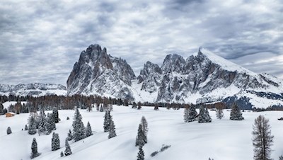 Das Langkofelmassiv ist auch im Winter ein begehrtes Fotomotiv