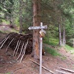 Hinter dem Wieserbach zweigt links der steile Waldpfad zur Waldneralm ab