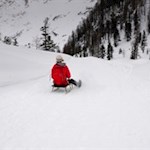 Der Weg zur Faneshütte wird auch als Rodelbahn genutzt