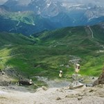 Die Kabinenbahn erspart den recht mühsamen Anstieg zur Toni-Demetz-Hütte