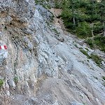 Ausgesetzte Passage auf dem Weg in Richtung Seekofelhütte