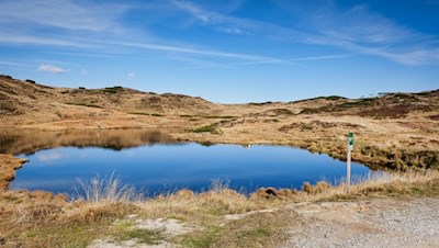 Unterwegs kommt man an einem beschaulichen Weiher vorbei