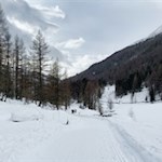 The trail gently winds through the wild and romantic Val dei Dossi valley