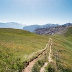 Vor beeindruckender Bergkulisse zurück zur Schlüterhütte