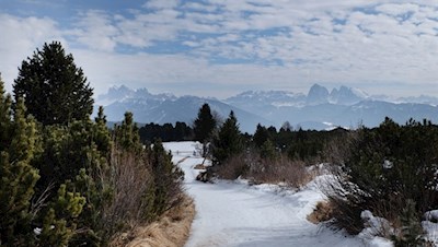 Der breite Weg Nr. 16 wartet mit einem malerischen Blick auf die gegenüberliegende Bergwelt auf