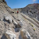Anstieg durch ein Schuttkar auf die Dreifingerscharte