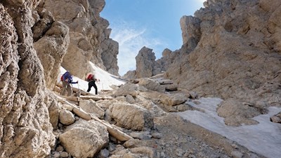 Im ziemlich steilen Anstieg auf das Tschagerjoch