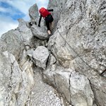 Seilgesicherte Passage während des Anstiegs auf das Weißhorn