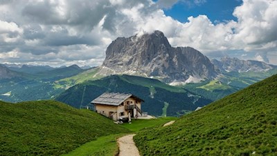 Stevia-Hütte und Langkofel