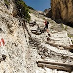 Im steilen Anstieg in Richtung Lagazuoisee
