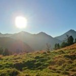 Eine malerische Symbiose aus Alpenrosenhängen, Sarntaler Alpen und untergehender Sommersonne