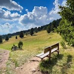 Aussichtsbank auf dem Weg zur Isi Hütte