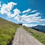 Die Uwaldalm liegt inmitten sonnenbeschienener Almhänge