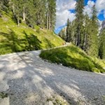 Die Wanderung zur Ütia da Rit führt im sanften Anstieg durch Wald und Wiesen