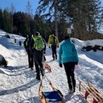 Rodelwanderung zur Kreuzwiesenalm