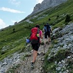 Von der Seilbahn Obereggen in Richtung Gamsstallscharte