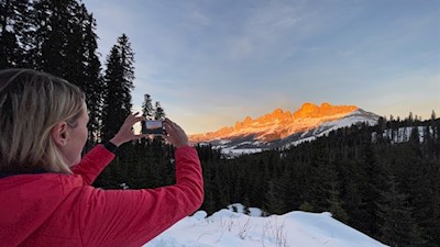 Das Leuchten des Rosengarten ist eines der beliebtesten Fotomotive Südtirols