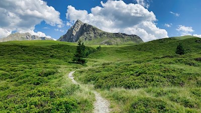 Hinter uns erhebt sich die Jaufenspitze