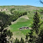 Blick auf unser nächstes Wanderziel: die Prossliner Schwaige