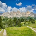 Blick von der Heinzenalm auf den Rosengarten