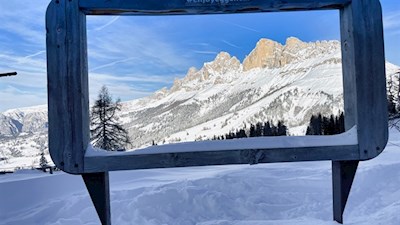 Blick auf den Rosengarten von den Latemarwiesen