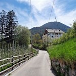 Zunächst folgt man einer schmalen Asphaltstraße