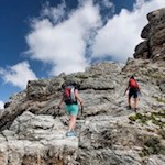 Seilgesicherte Passage auf dem Weg zum Piz Duleda