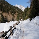 Das Mühlbachtal ist in eine weiße Schneedecke gehüllt