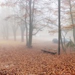 Der Wanderparkplatz in Matschatsch im Morgennebel