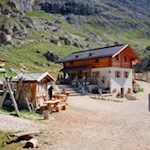 Sasso Piatto alpine pasture hut below the Sasso Piatto mountain hut