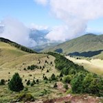 Rückwärtsgewandter Blick auf den Salzla und den breiten Grasrücken