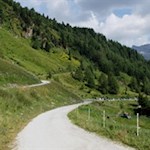 In der vierten Kehre der Pfitscher-Joch-Straße zweigt der Weg zur Landshuter Europahütte ab