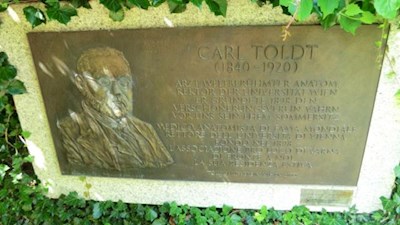 Carl-Toldt-Gedenktafel am Beginn des gleichnamigen Weges